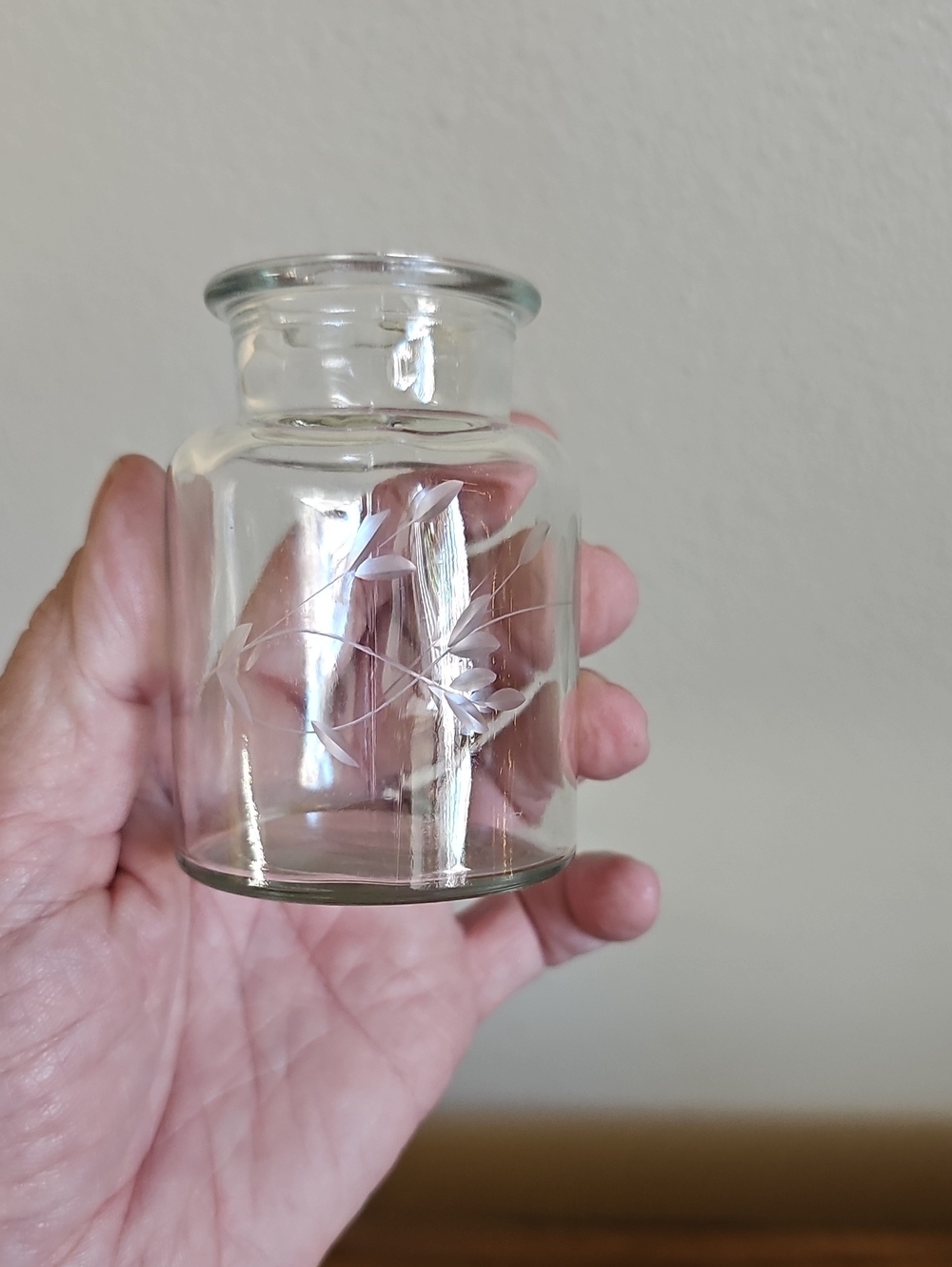 Princess House Etched Glass Jar Tote 7
